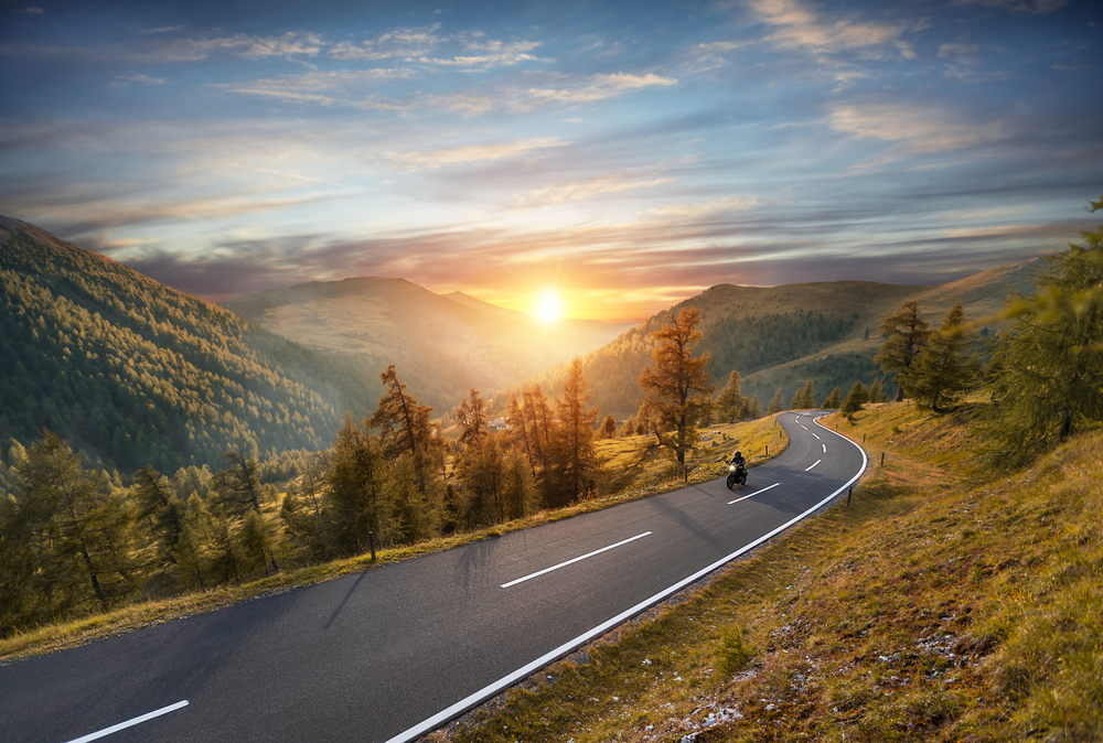 scenic road with motorcycles